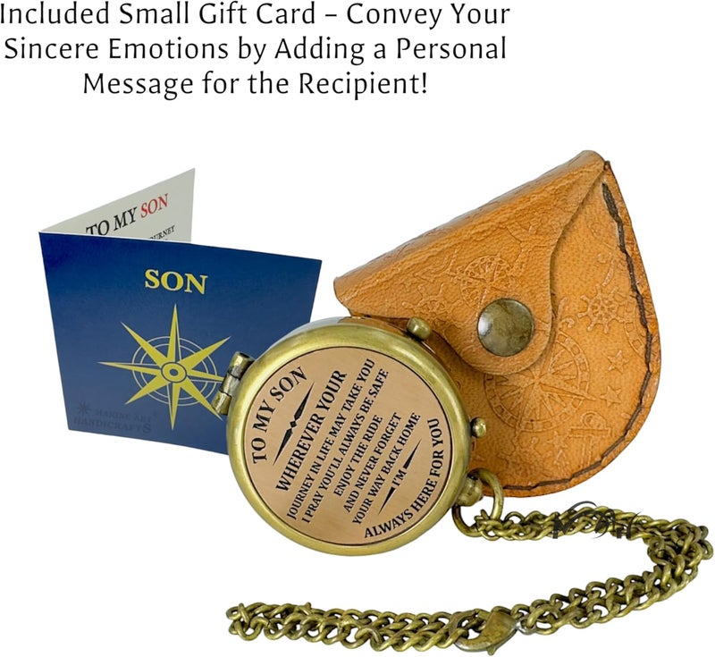 MAH Brass Compass Gift – to My Son Never Forget That I Love You, Sentimental Keepsake Gift from Mom Dad & Grandparents for Graduation, Baptism, Confirmation, Communion, Birthday, Back to School Best Gift - Image 4